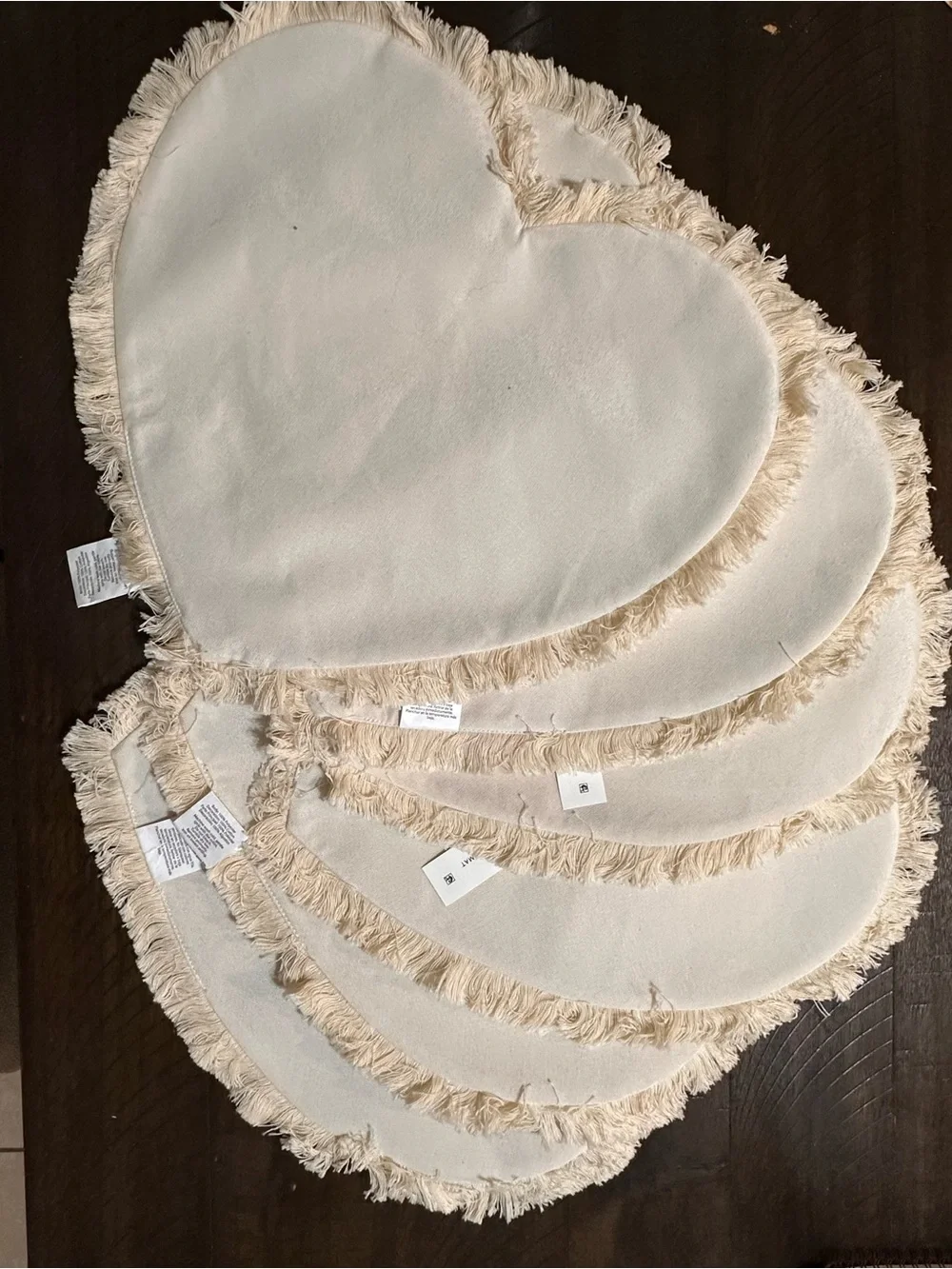 Heart-Shaped Fringe Placemat - Cream